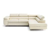 Zaria - canapé d'angle droit 5 places convertible avec coffre et têtières en simili - Beige Beige G