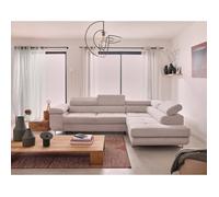 Zaria - canapé d'angle droit - convertible avec coffre et têtières réglables - 5 places - en velours côtelé - Beige