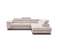 Zaria - canapé d'angle droit - convertible avec coffre et têtières réglables - 5 places - en velours côtelé - Beige