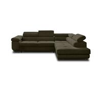 BestMobilier - Canapé d'angle Convertible avec Coffre - Angle Droit - Zaria en Velours Côtelé - Canapé Lit - Sofa Gris Foncé 5 Places - Têtières Réglables - Salon