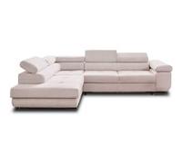 BestMobilier - Canapé d'angle Convertible avec Coffre - Angle Gauche - Zaria en Velours Côtelé - Canapé Lit - Sofa Beige 5 Places - Têtières Réglables - Salon