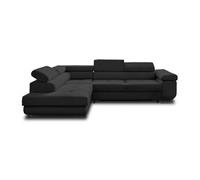 BestMobilier Canapé d'angle convertible avec coffre Zaria angle gauche velours côtelé noir 5 places