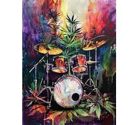 Zariocy 5D Diamond Painting Kits Batterie, DIY Peinture avec Diamant Art Instruments de musique Cristal Diamant Broderie Peintures Arts Artisanat pour Home Office Décoration Murale 30x40 cm