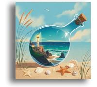 Zariocy 5D Diamond Painting Kits Bouteille Errante, DIY Peinture avec Diamant Art Seaside Scenery Cristal Diamant Broderie Peintures Arts Artisanat pour Home Office Décoration Murale 30x30 cm