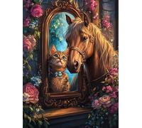 Zariocy 5D Diamond Painting Kits Cheval, DIY Diamond painting Adulte Art Chats Cristal Peintures Diamant Arts Artisanat pour Home Office Décoration Murale 30x40 cm