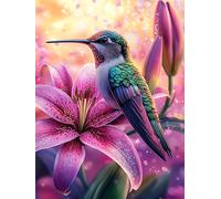 Zariocy 5D Diamond Painting Kits Colibri, DIY Diamond painting Adulte Art Animal Cristal Peintures Diamant Arts Artisanat pour Home Office Décoration Murale 30x40 cm