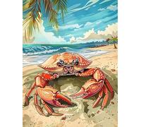Zariocy 5D Diamond Painting Kits Crabe, DIY Peinture avec Diamant Art Bord de Mer Cristal Diamant Broderie Peintures Arts Artisanat pour Home Office Décoration Murale 30x40 cm