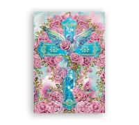 Zariocy 5D Diamond Painting Kits Croix Rose, DIY Peinture avec Diamant Art Fleurs Religion Forme Spéciale Cristal Peintures Diamant Arts Artisanat pour Home Office Décoration Murale 30x40 cm