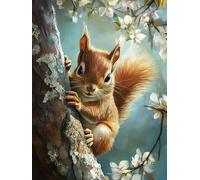Zariocy 5D Diamond Painting Kits Ecureuil Mignon, DIY Diamond painting Adulte Art Animal Cristal Peintures Diamant Arts Artisanat pour Home Office Décoration Murale 30x40 cm