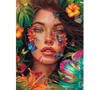 Zariocy 5D Diamond Painting Kits Femme, DIY Peinture avec Diamant Art Fleurs Cristal Diamant Broderie Peintures Arts Artisanat pour Home Office Décoration Murale 30x40 cm