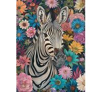 Zariocy 5D Diamond Painting Kits Fleurs de Zèbre, DIY Peinture avec Diamant Art Animal Cristal Diamant Broderie Peintures Arts Artisanat pour Home Office Décoration Murale 30x40 cm