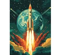 Zariocy 5D Diamond Painting Kits Fusée, DIY Diamond painting Adulte Art Planète Cristal Peintures Diamant Arts Artisanat pour Home Office Décoration Murale 30x40 cm