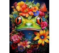 Zariocy 5D Diamond Painting Kits Grenouille, DIY Peinture avec Diamant Art Animaux Cristal Diamant Broderie Peintures Arts Artisanat pour Home Office Décoration Murale 30x40 cm-250