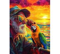 Zariocy 5D Diamond Painting Kits Homme, DIY Diamond painting Adulte Art Perroquet Coloré Cristal Peintures Diamant Arts Artisanat pour Home Office Décoration Murale 30x40 cm