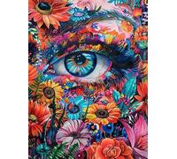 Zariocy 5D Diamond Painting Kits Œil, DIY Peinture avec Diamant Art Fleurs Cristal Diamant Broderie Peintures Arts Artisanat pour Home Office Décoration Murale 30x40 cm