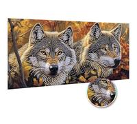 Zariocy 5D Diamond Painting Kits Loup, DIY Peinture avec Diamant Art Animaux D'Automne Forme spéciale Cristal Peintures Diamant Arts Artisanat pour Home Office Décoration Murale 30x60 cm