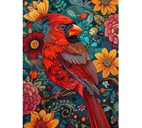 Zariocy 5D Diamond Painting Kits Oiseau Rouge, DIY Peinture avec Diamant Art Animal Cristal Diamant Broderie Peintures Arts Artisanat pour Home Office Décoration Murale 30x40 cm