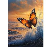 Zariocy 5D Diamond Painting Kits Papillon, DIY Diamond painting Adulte Art Bord de Mer Cristal Peintures Diamant Arts Artisanat pour Home Office Décoration Murale 30x40 cm