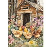 Zariocy 5D Diamond Painting Kits Poussins, DIY Diamond painting Adulte Art Ferme de Poulets Cristal Peintures Diamant Arts Artisanat pour Home Office Décoration Murale 30x40 cm