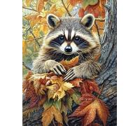 Zariocy 5D Diamond Painting Kits Raton Laveur, DIY Diamond painting Adulte Art Automne Cristal Peintures Diamant Arts Artisanat pour Home Office Décoration Murale 30x40 cm