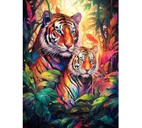 Zariocy 5D Diamond Painting Kits Tigre, DIY Peinture avec Diamant Art Style Forestier Cristal Diamant Broderie Peintures Arts Artisanat pour Home Office Décoration Murale 30x40 cm