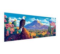 Zariocy 5D Grande Taille Diamond Painting Kits Drapeau de L'aigle, Diamond painting Adulte Art Paysage D'animaux Cristal Peintures Diamant Arts Artisanat pour Home Office Décoration Murale 30x80 cm
