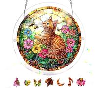 Zariocy Puzzle Animaux Chats Acrylique Attrape-soleil - Vitrail Pendentif Fenêtre - Attrape-soleil Décoration d'intérieur - Puzzle 83 pièces et pendentifs Mère, épouse, tante 18 x 18 cm-34