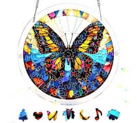 Zariocy Puzzle Papillon Acrylique Attrape-soleil - Vitrail Pendentif - Attrape-soleil Décoration d'intérieur - Puzzle de 83 pièces et pendentifs Mère, épouse, tante 18 x 18 cm-60