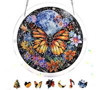 Zariocy Puzzle Papillon Acrylique Attrape-soleil - Vitrail Pendentif - Attrape-soleil Décoration d'intérieur - Puzzle de 83 pièces et pendentifs Mère, épouse, tante 18 x 18 cm-52