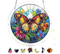 Zariocy Puzzle Papillon Acrylique Attrape-soleil - Vitrail Pendentif - Attrape-soleil Décoration d'intérieur - Puzzle de 83 pièces et pendentifs Mère, épouse, tante 18 x 18 cm-54