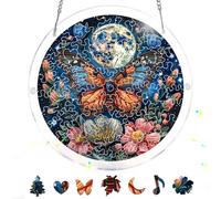 Zariocy Puzzle Papillon Acrylique Attrape-soleil - Vitrail Pendentif - Attrape-soleil Décoration d'intérieur - Puzzle de 83 pièces et pendentifs Mère, épouse, tante 18 x 18 cm-53