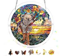 Zariocy Puzzle raton laveur Attrape-soleil en acrylique - Pendentif de fenêtre en vitrail - Attrape-soleil - Décoration d'intérieur - Puzzle de 83 pièces et pendentifs - Mère, épouse, tante - 18 x 18