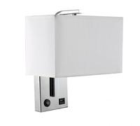 Zarivy Applique 1 x E27 et port USB Agatha en finition chromée et panneau blanc. Dimensions : 27 x 25 x 15 cm. Comprend un interrupteur pour plus de confort et de style dans votre espace. Idéal pour