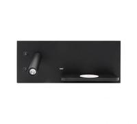 Zarivy Applique 2 + 8 W 4 000 K Velázquez gauche noire avec USB + Qi, éclairage de 130 lm, double allumage, taille compacte de 14 x 35 x 14 cm. Idéale pour n'importe quel espace moderne.