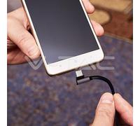 Zarivy Câble USB type C L de type 1M, noir, série Diamond, idéal pour la charge rapide et le transfert de données.
