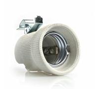 Zarivy Douille E-27 en porcelaine laitonnée, idéale pour une installation dans des lampes et des applications d'éclairage décoratif.