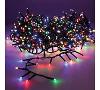 Zarivy Guirlande LED compacte scintillante multicolore - Blanc chaud, 14 m, 500 LED. Idéale pour décorer les fêtes et créer une atmosphère chaleureuse et festive dans n'importe quel espace. Illuminez