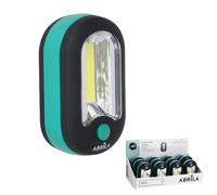 Zarivy Lampe torche LED COB 200 lm, 9,5 x 6 x 3,5 cm, crochet et aimant, 3 piles AAA incluses, compacte, idéale pour les urgences et les activités de plein air.