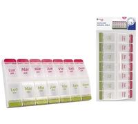Zarivy Pilulier hebdomadaire double avec sections pour 7 jours, grands compartiments, organiseur de médicaments, idéal pour transporter et faciliter les médicaments.