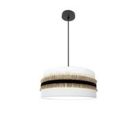 Zarivy Suspension de plafond 3 x E27 en noir et blanc avec motif en jute, dimensions 50 x 50 cm, idéale pour l'éclairage dans les salons et salles à manger.