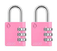 ZARKER XD35 Lot de 2 cadenas à combinaison à 3 chiffres Petit et robuste avec mécanisme de verrouillage en métal Rose