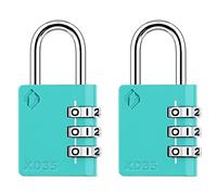 [ZARKER XD35] Lot de 2 cadenas à combinaison à 3 chiffres Petit et robuste Motif couleurs vives et mécanisme de verrouillage en métal robuste - Émeraude