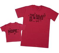 Zarlivia Clothing The Galaxy is in Need of - Matching Father Baby Gift Set - Mens T Shirt & Baby T-Shirt - Red - Large & 1-2 Years