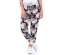 ZARMEXX Damen Sweatpants Baggy Hose Boyfriend Freizeithose Sporthose All-Over Roses Print One Size