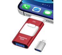 ZARMST Cle USB 256 Go, Clé USB 4 en 1 pour iOS/Pad/Android/Type C/PC, Cle USB C 3.0 Flash Drive Transfert Rapide, Clef Mémoire Externe pour Stockage Photos, Vidéos, Fichiers(Rouge)