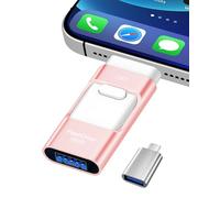 ZARMST Cle USB 256 Go, Clé USB 4 en 1 pour iOS/Pad/Android/Type C/PC, Cle USB C 3.0 Flash Drive Transfert Rapide, Clef Mémoire Externe pour Stockage Photos, Vidéos, Fichiers(Rose)