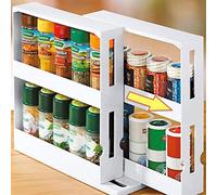 ZARQ Porte-épices, 2 Niveaux Porte-épices Rotatif Extractible Cuisine Placard Étagère de Rangement Étagère à Épices Pots dassaisonnement Organisateur