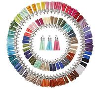 ZARRS Lot de 100 pendentifs en Cuir Multicolore avec Capuchon argenté - Porte-clés pour Sac, Bijoux, Bricolage, Accessoires de décoration, 38 mm