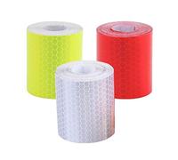 ZARRS Ruban Adhésif Réfléchissant,3 Pack Bande d'Avertissement Autocollant Bande de Sécurité Haute Intensité pour Moto Velo Vêtements Blanc Rouge Vert 5CM*3M