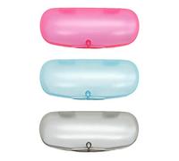 ZARSIO Lot de 3 étuis à lunettes rigides en plastique translucide givré avec fermeture magnétique, Bleu + rose + gris, taille unique